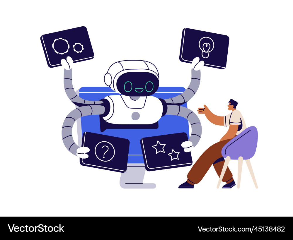 AI Chatbot Support Robot vector image