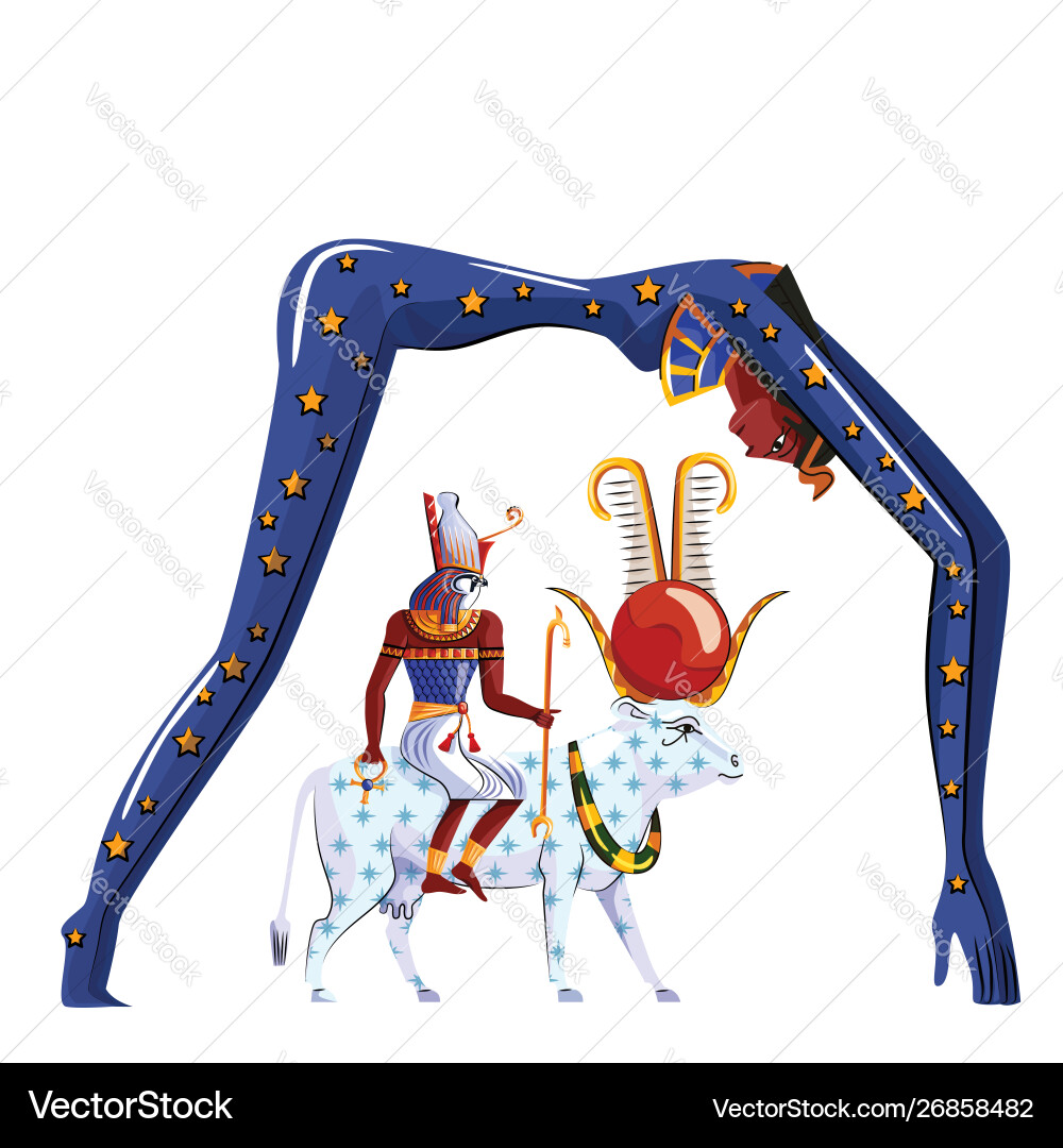 Ancient egypt legend about god ra and goddess nut Ancient egypt legend about god ra and goddess nut vector image