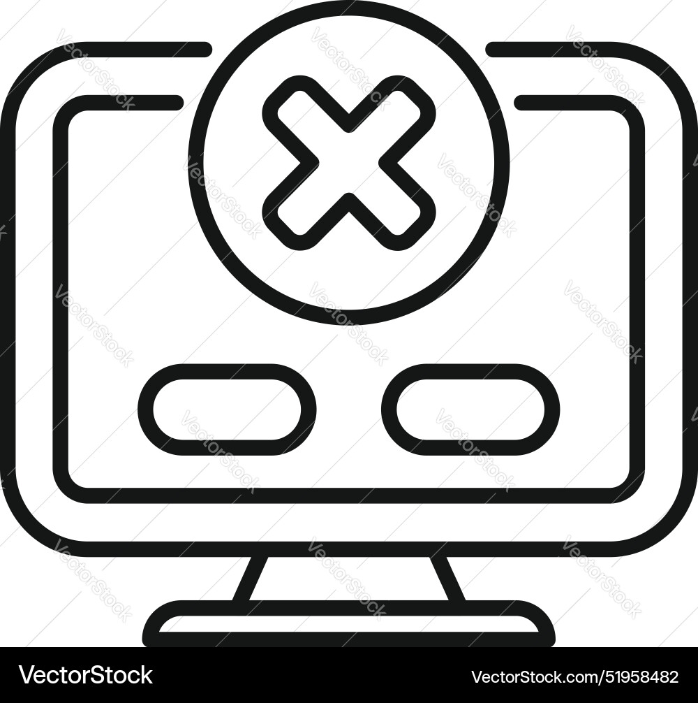 Computer zeigt Fehlermeldung mit Löschkreuz vektorbild
