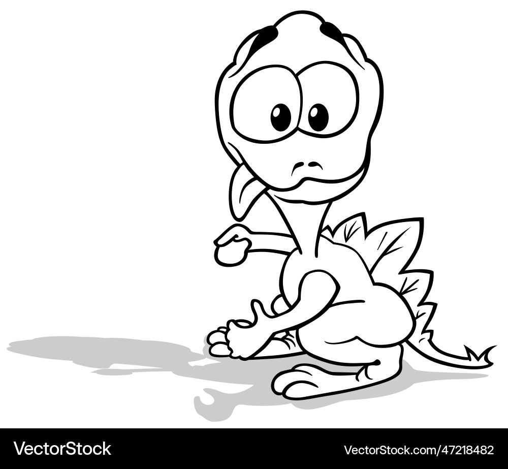 Drawing of a funny dinosaur with tongue out Vector Image
