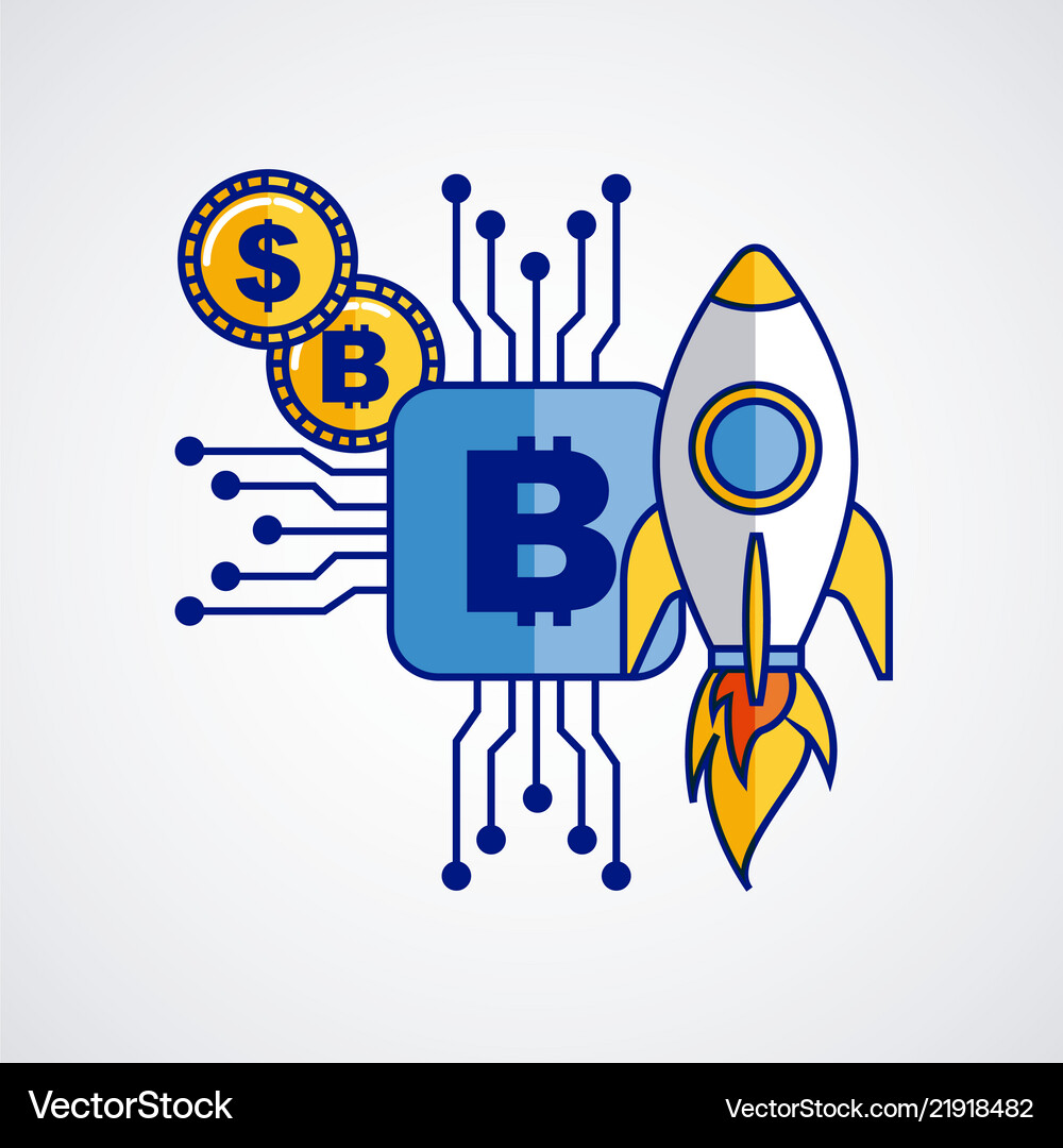 Fintech bitcoin cryptocurrency – Royalty-Free Vector | VectorStock