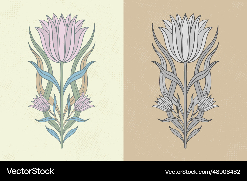 Frame with a tulip flower in the style of art Frame with a tulip flower in the style of art vector image