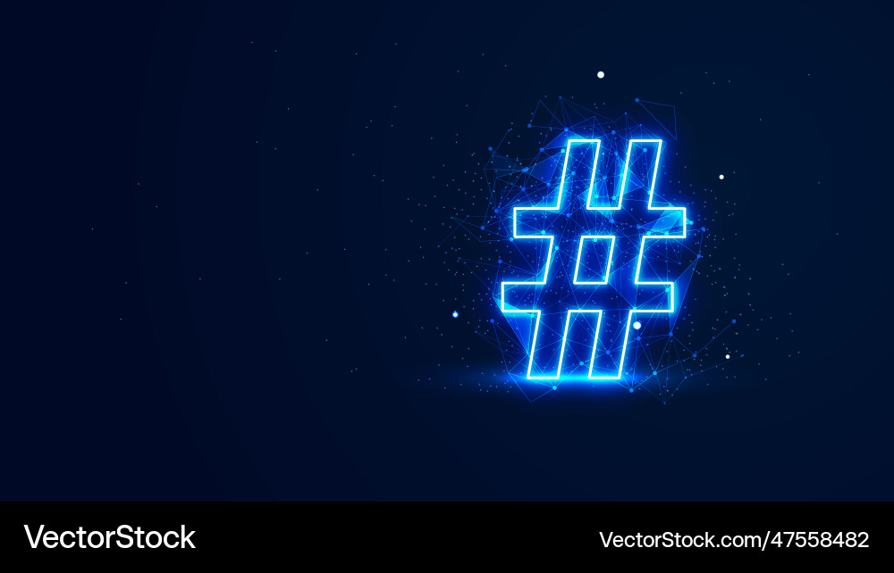 Futuristic glowing hashtag symbol with plexus Vector Image