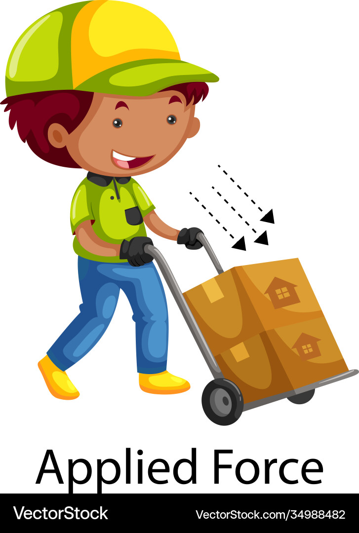 Showing applied force example with a boy Showing applied force example with a boy vector image