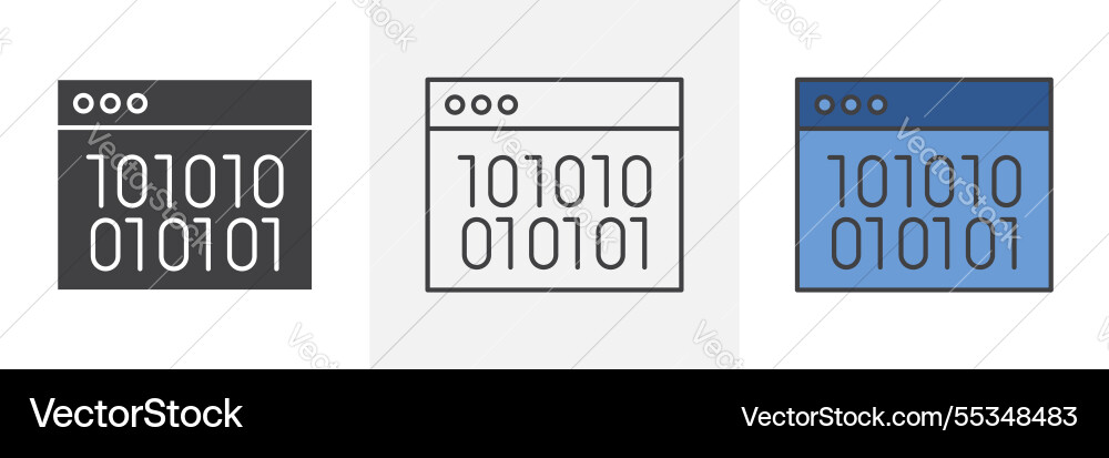 Binary code icons pack for website designs Binary code icons pack for website designs vector image