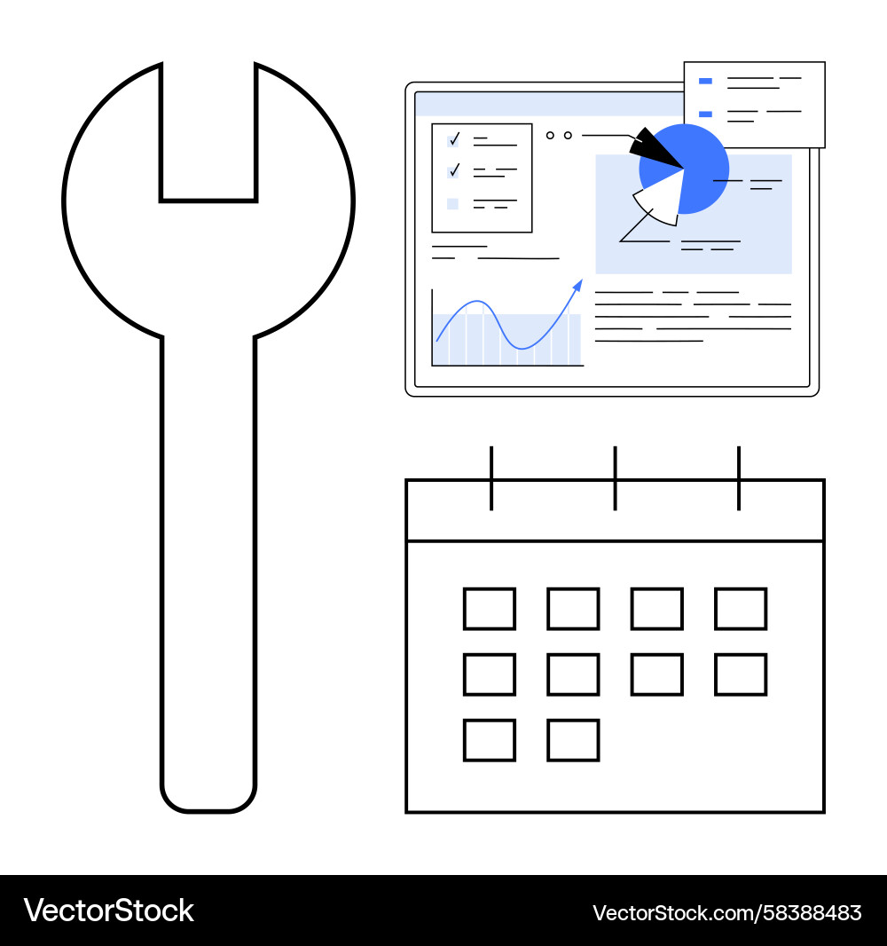 Data Analytics & Scheduling Dashboard Vector Image