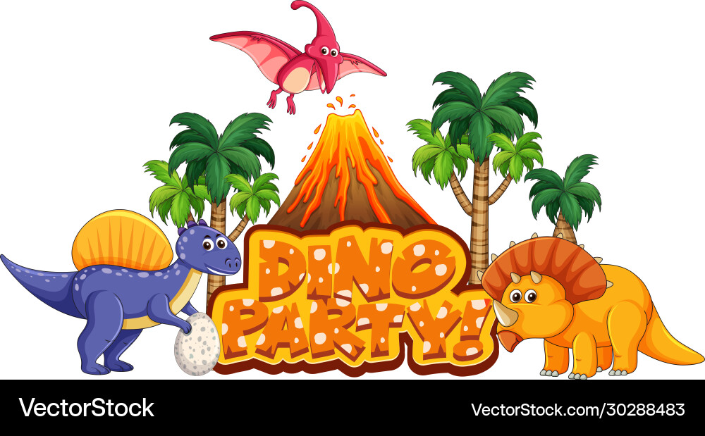 Font design for word dino party with many Font design for word dino party with many vector image