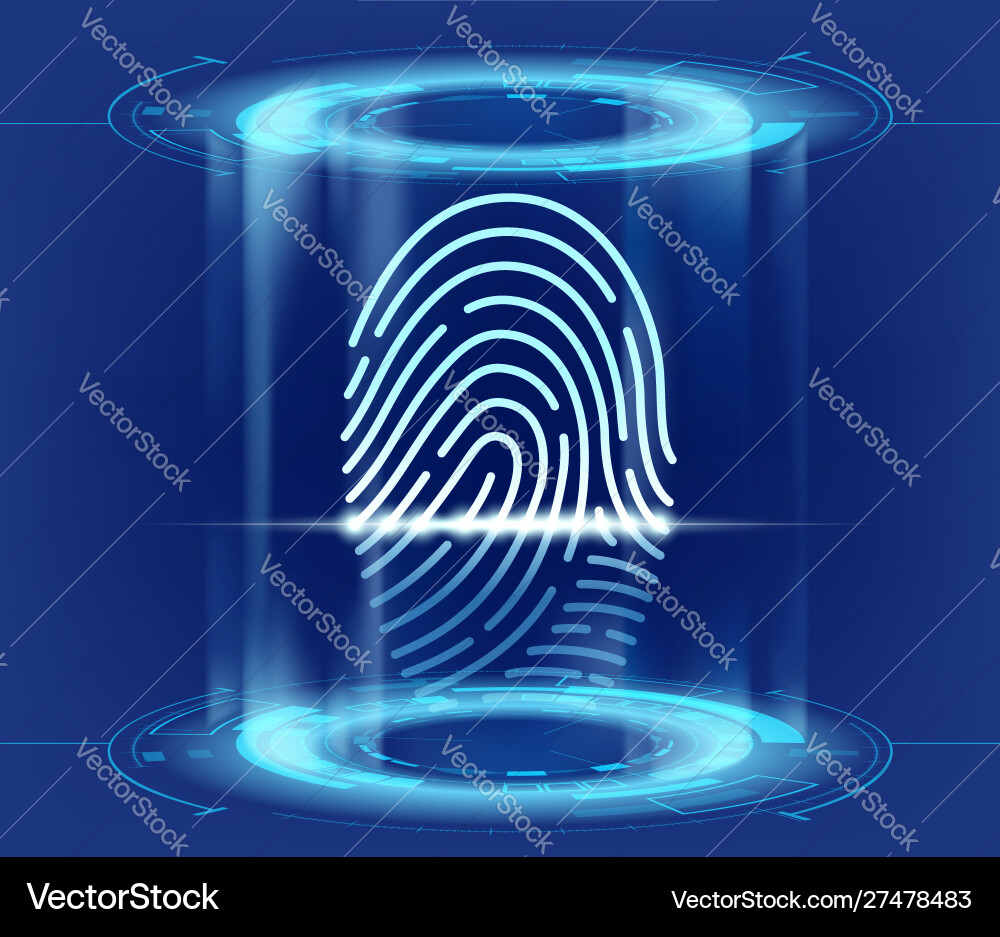 Futuristic hud interface with fingerprint scan Futuristic hud interface with fingerprint scan vector image