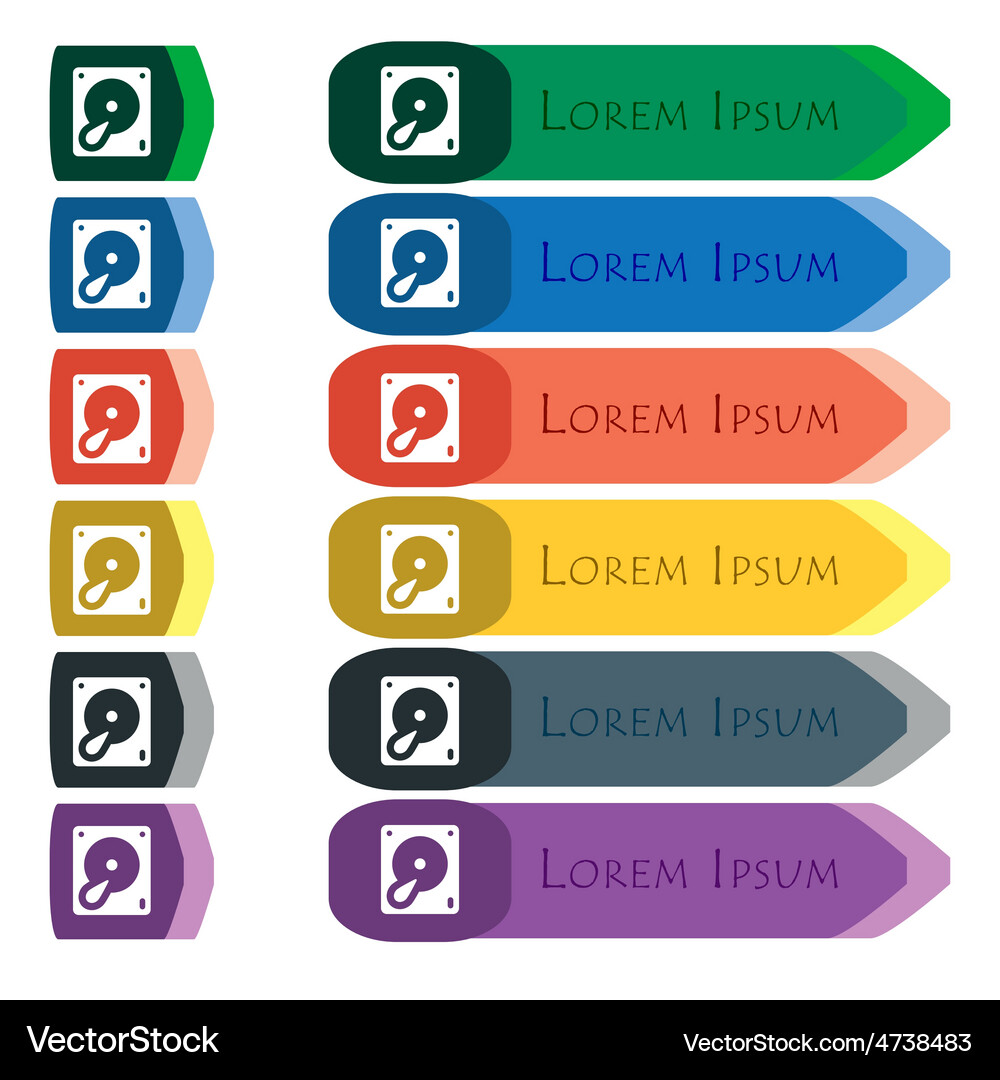 Hard disk and database icon sign set of colorful Vector Image
