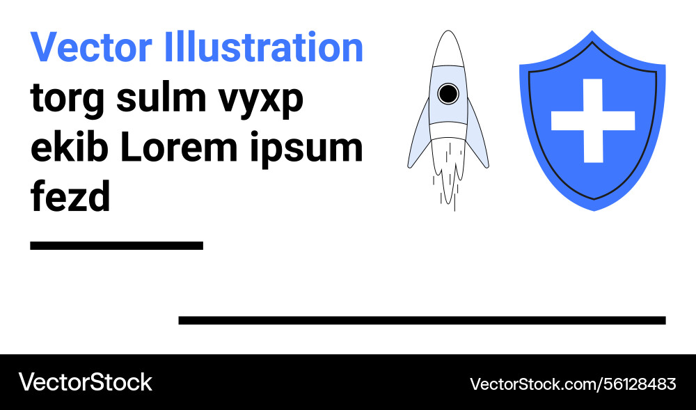 Rocket launch and shield with cross representing Rocket launch and shield with cross representing vector image