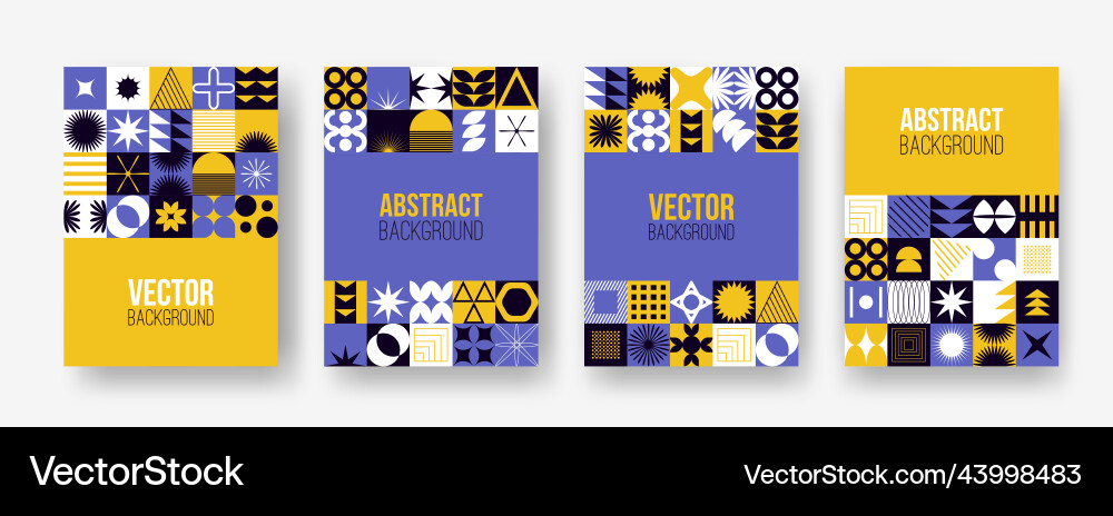 Set with abstract colorful minimalistic patchwork vector image