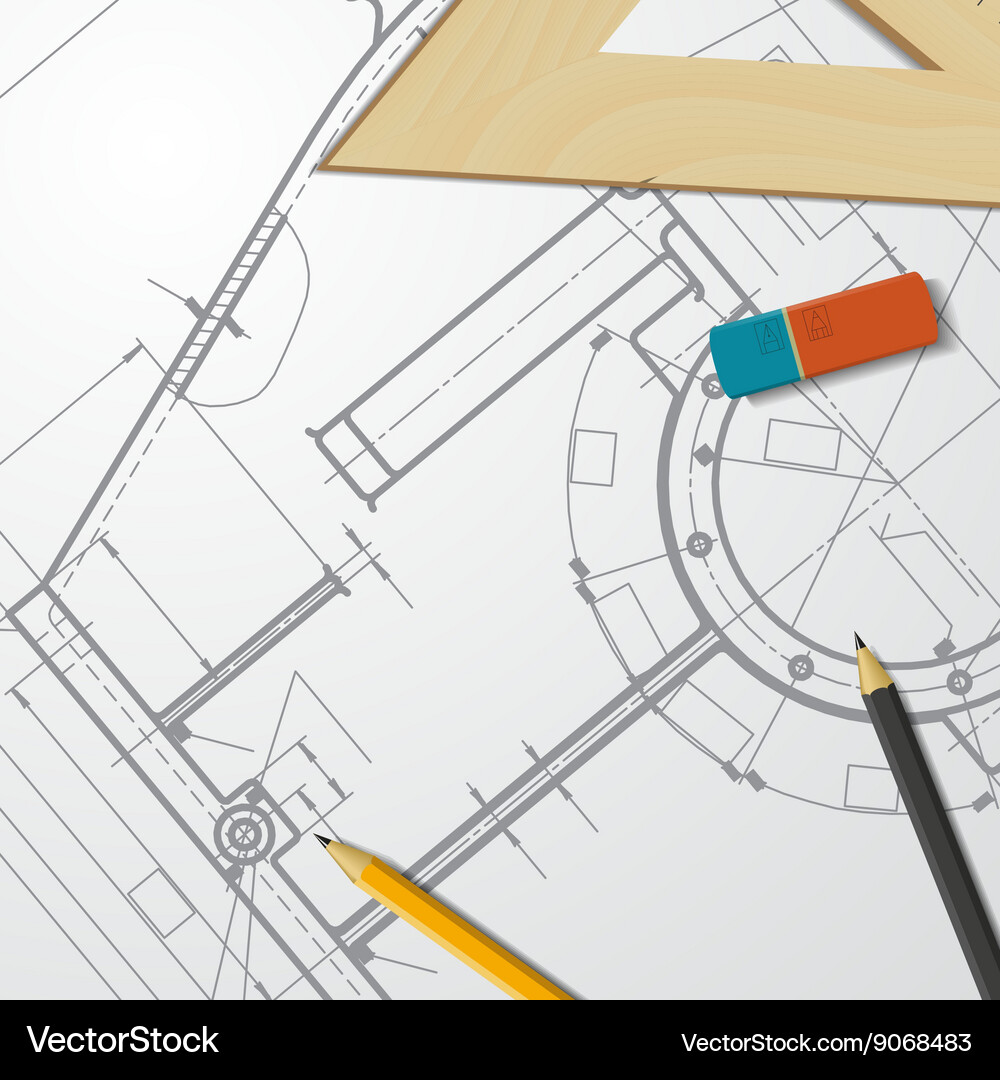 Technical blueprint of mechanism Vector Image