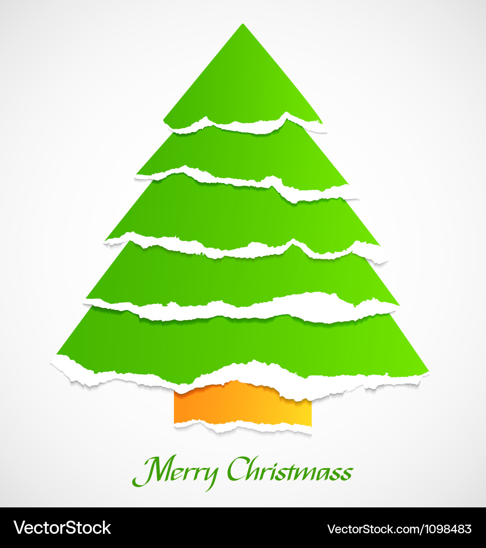 Torn paper green christmas tree Vector Image
