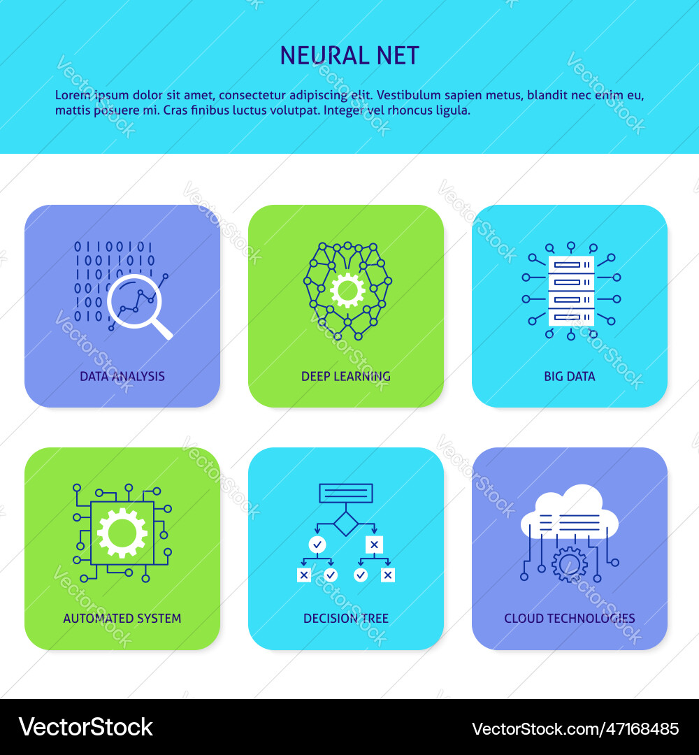 Artificial neural network features banner Artificial neural network features banner vector image