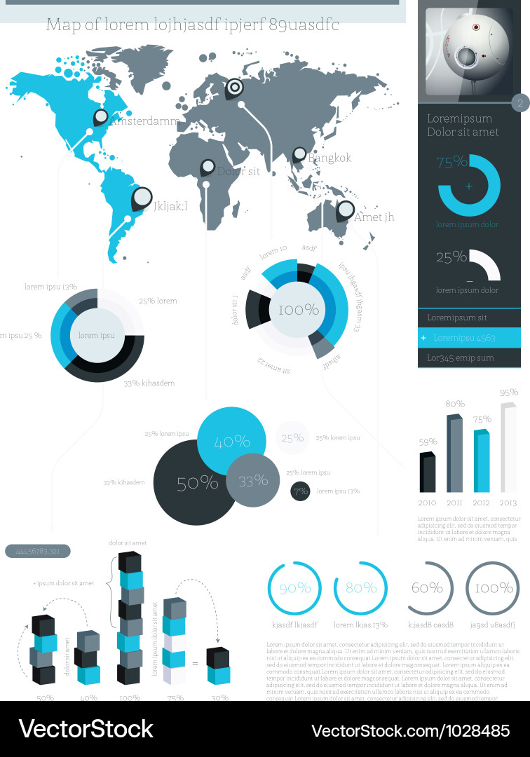 Elements of infographics with buttons and menus vector image