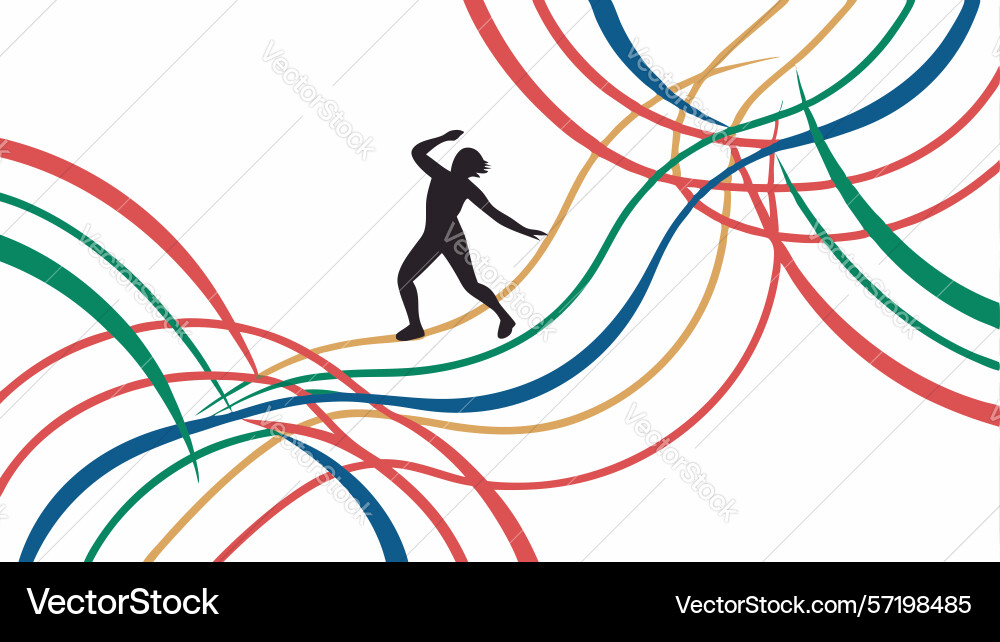 Energetic runner on abstract paths dynamic vector image
