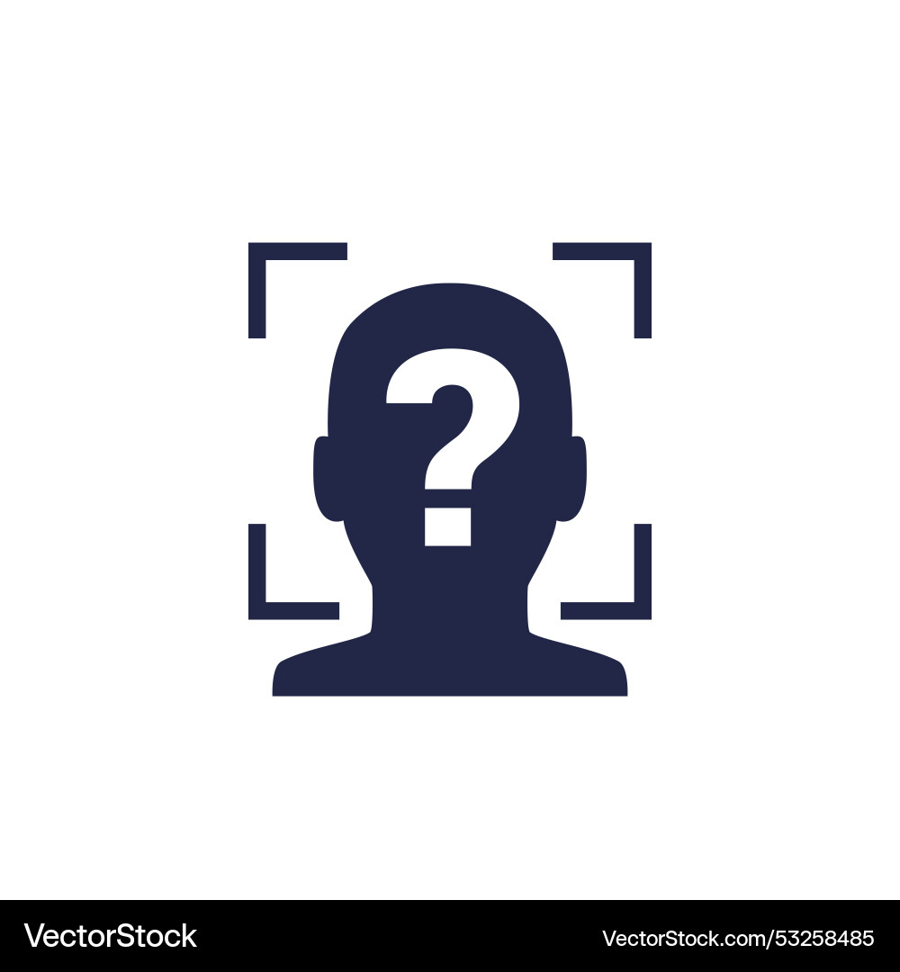 Facial recognition icon face scan unknown user vector image