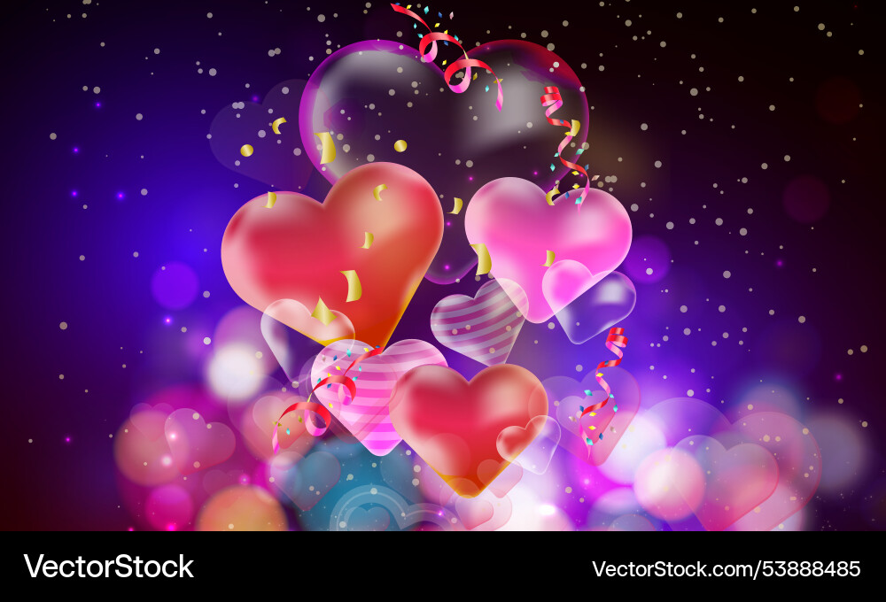 Heart shape with bokeh abstract poster background Vector Image