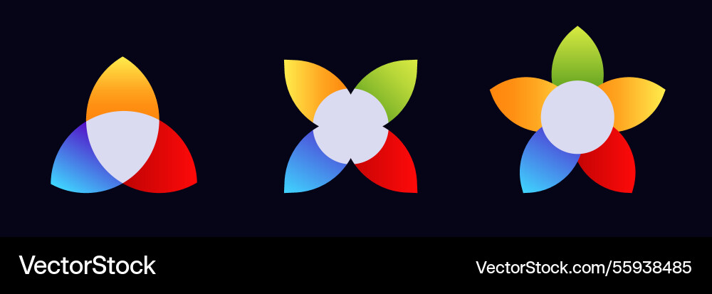 Three colorful abstract logos with overlapping Vector Image