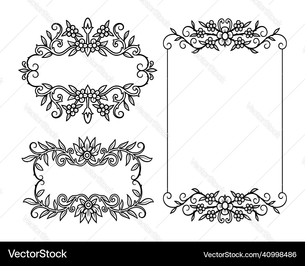 Floral ornament decoration blank frame Floral ornament decoration blank frame vector image