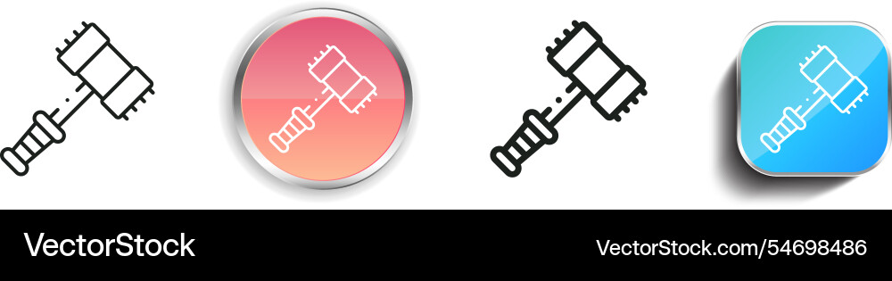 Hammer icon thin linear regular and button style vector image