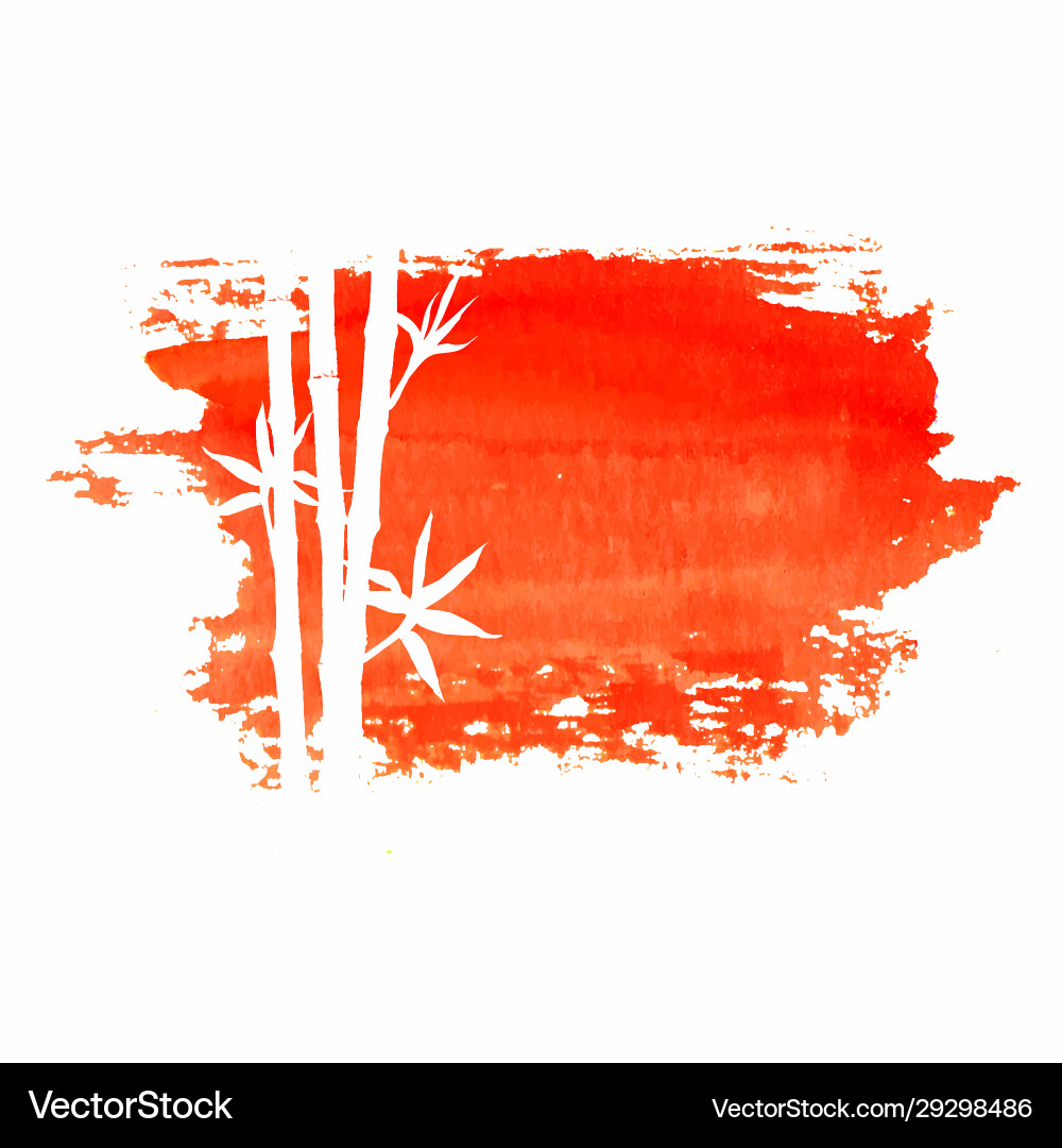 Red Sun Bamboo Silhouette Vector Image