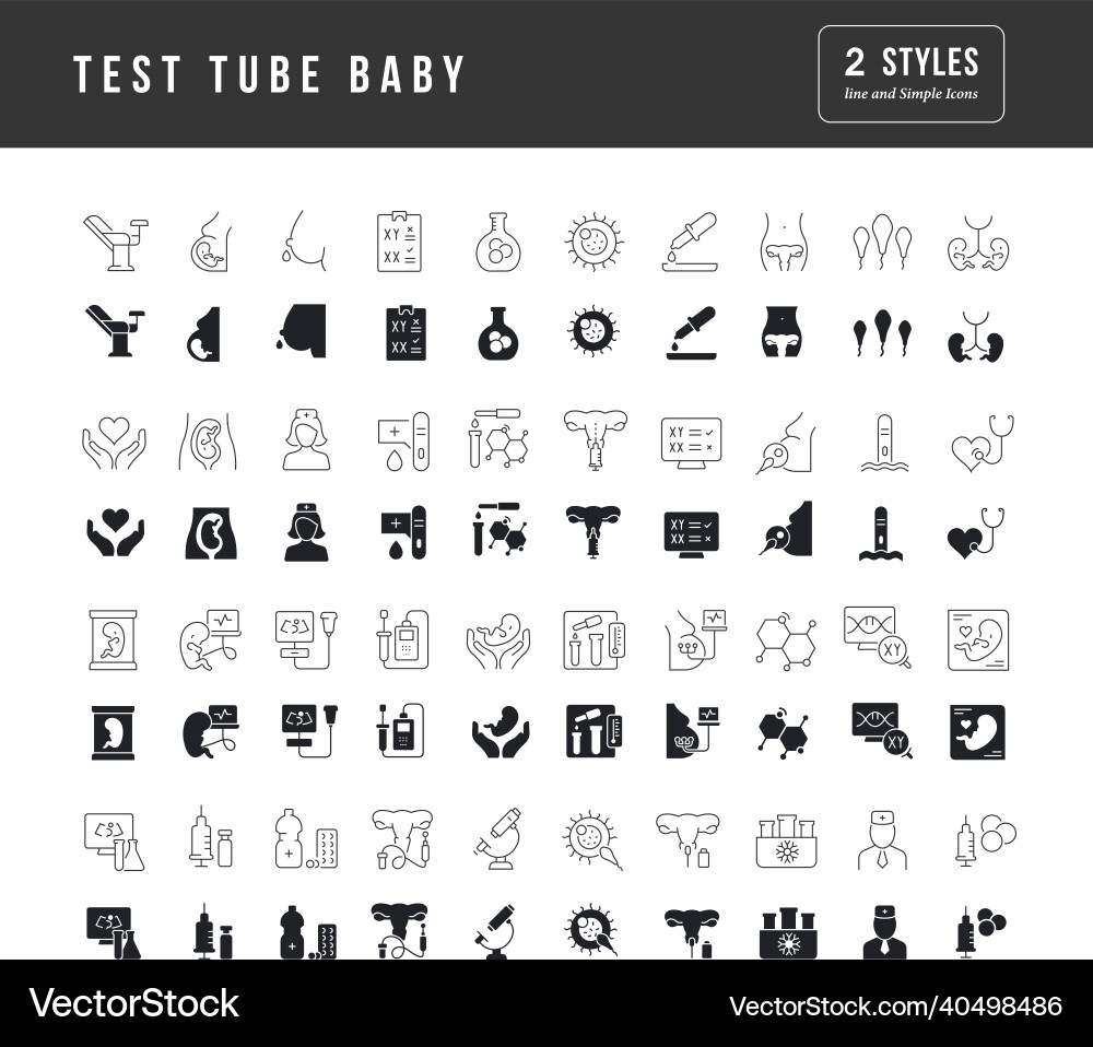 Set of simple icons test tube baby vector image