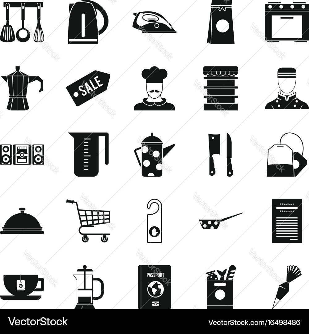 Tableware icons set simple style Vector Image