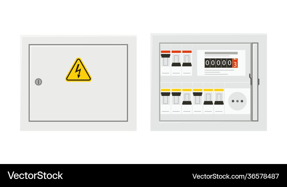 Electrical power switch panel with open and close Electrical power switch panel with open and close vector image