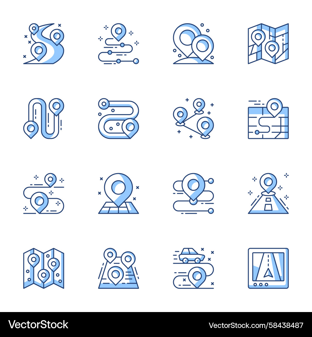GPS Navigation Icons - Linear Set Vector Image