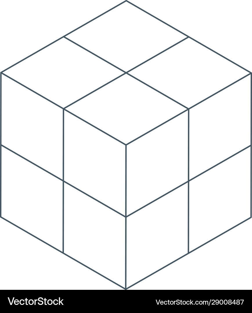 Linear 3d isometric cube geometric shape puzzle Vector Image