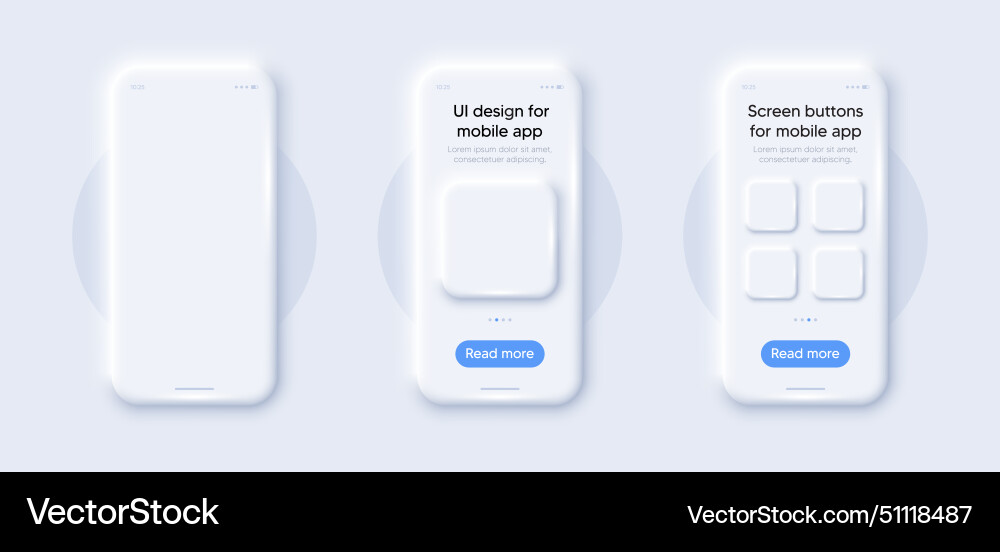 Phone screen mockups cellphone 3d frame with app vector image