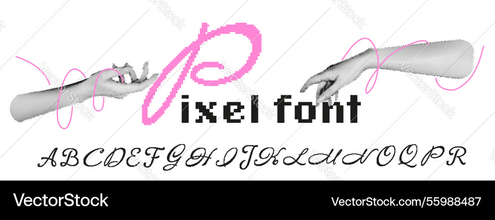 Pixel font set with retro 8-bit alphabet Pixel font set with retro 8-bit alphabet vector image