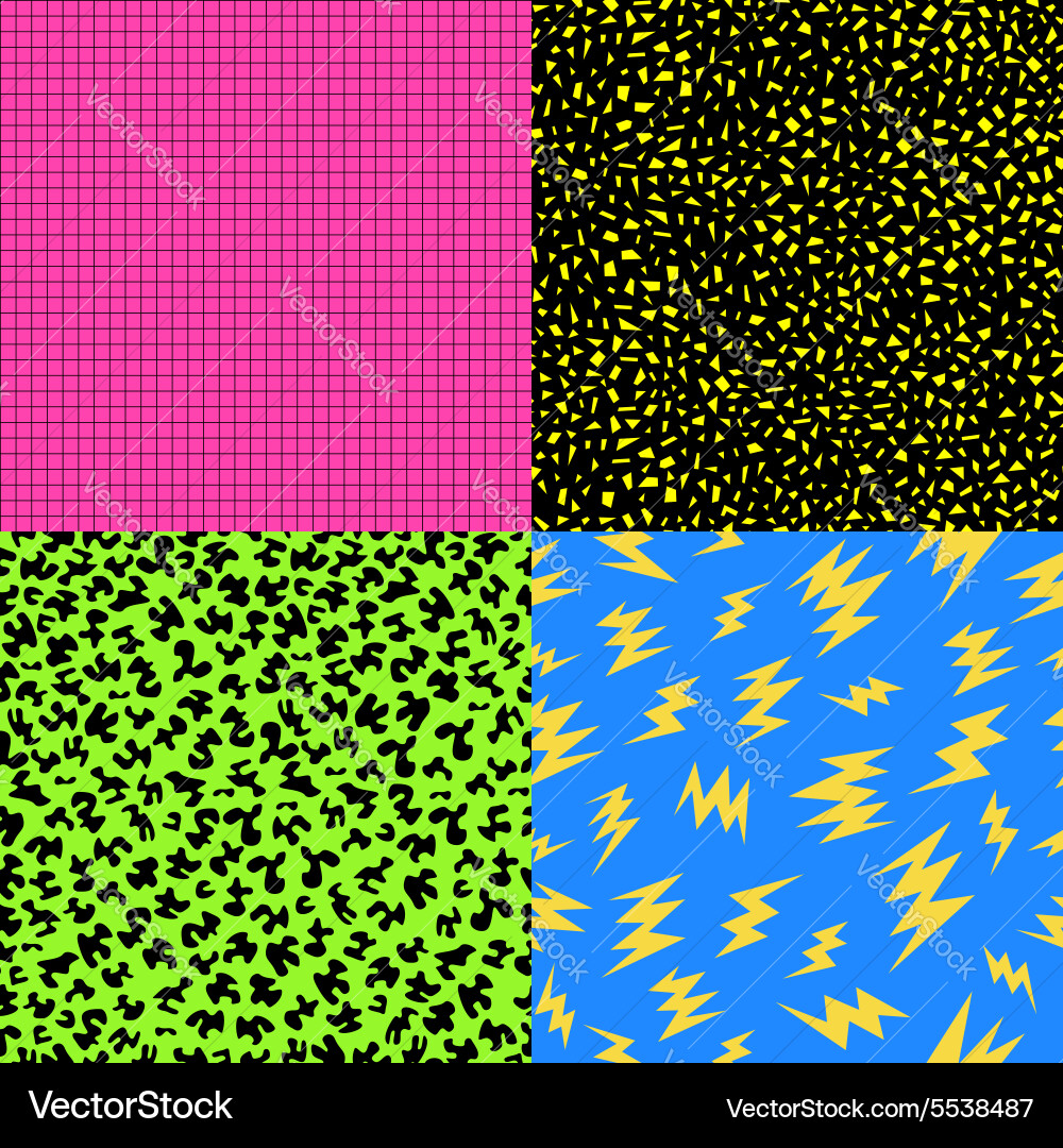 Retro Memphis Pattern Background Set vector image