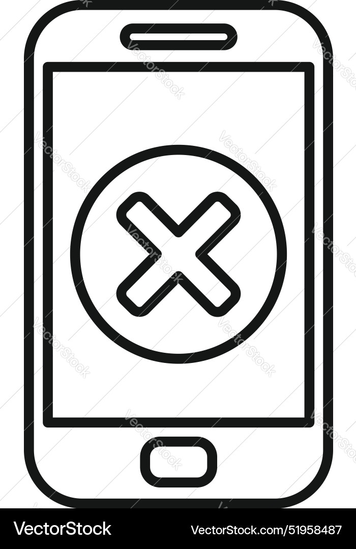 Smartphone displaying cross mark icon for error Smartphone displaying cross mark icon for error vector image