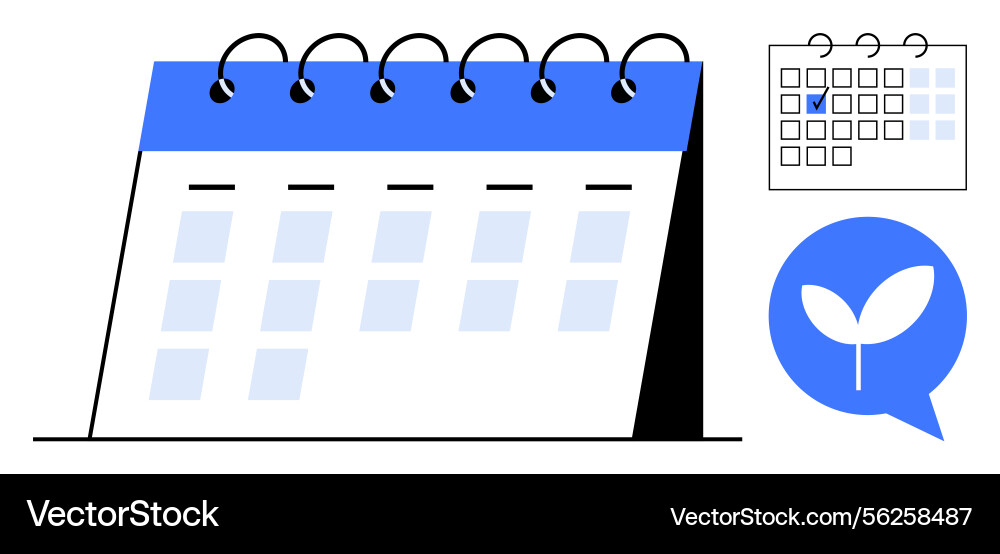 Spiral-bound desk calendar with highlighted date Vector Image