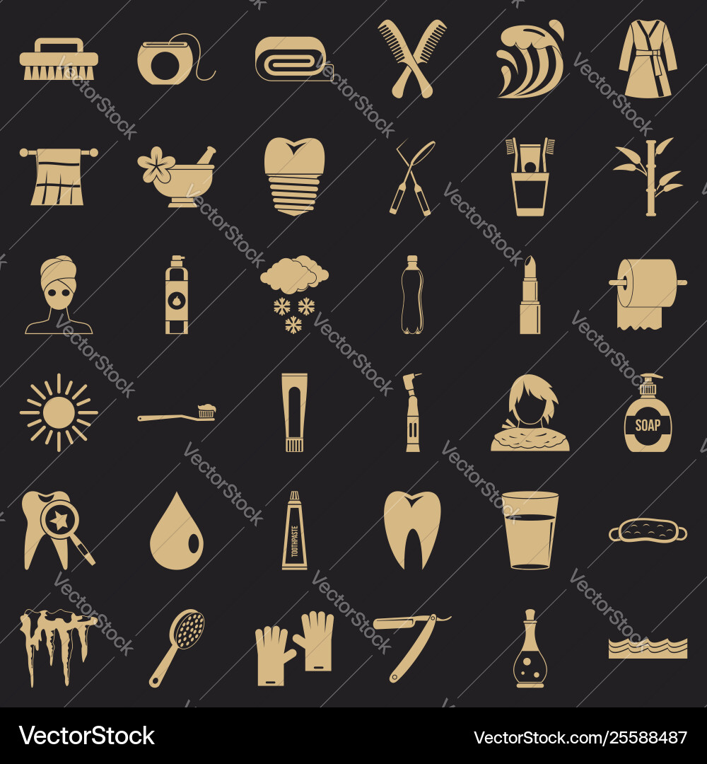 Toothpaste icons set simple style Vector Image