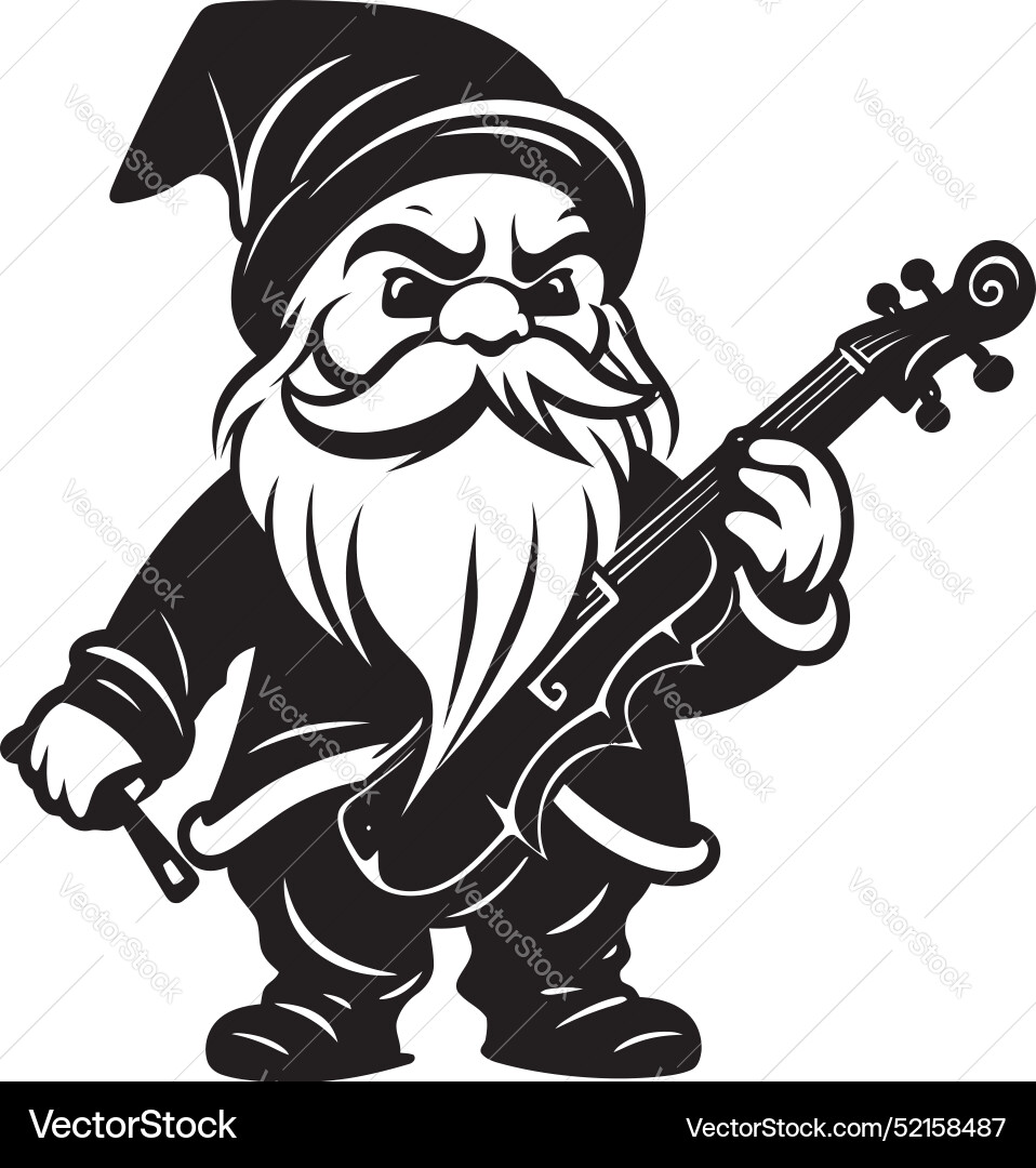 Whimsical strings gnome with violin icon Vector Image