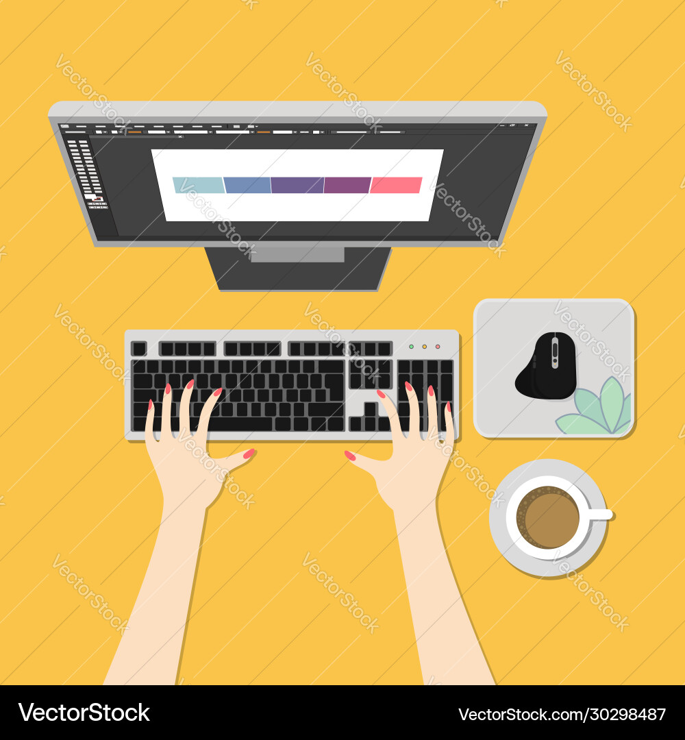 Workspace using computer and tools Workspace using computer and tools vector image