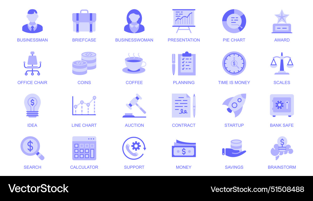 Business essential web icons set in duotone flat Vector Image