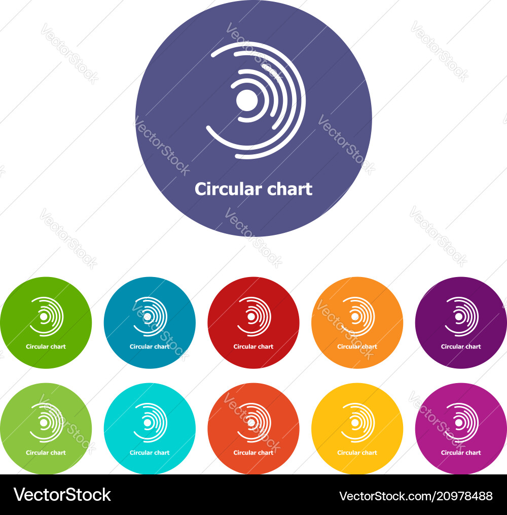 Circular chart icons set color Circular chart icons set color vector image