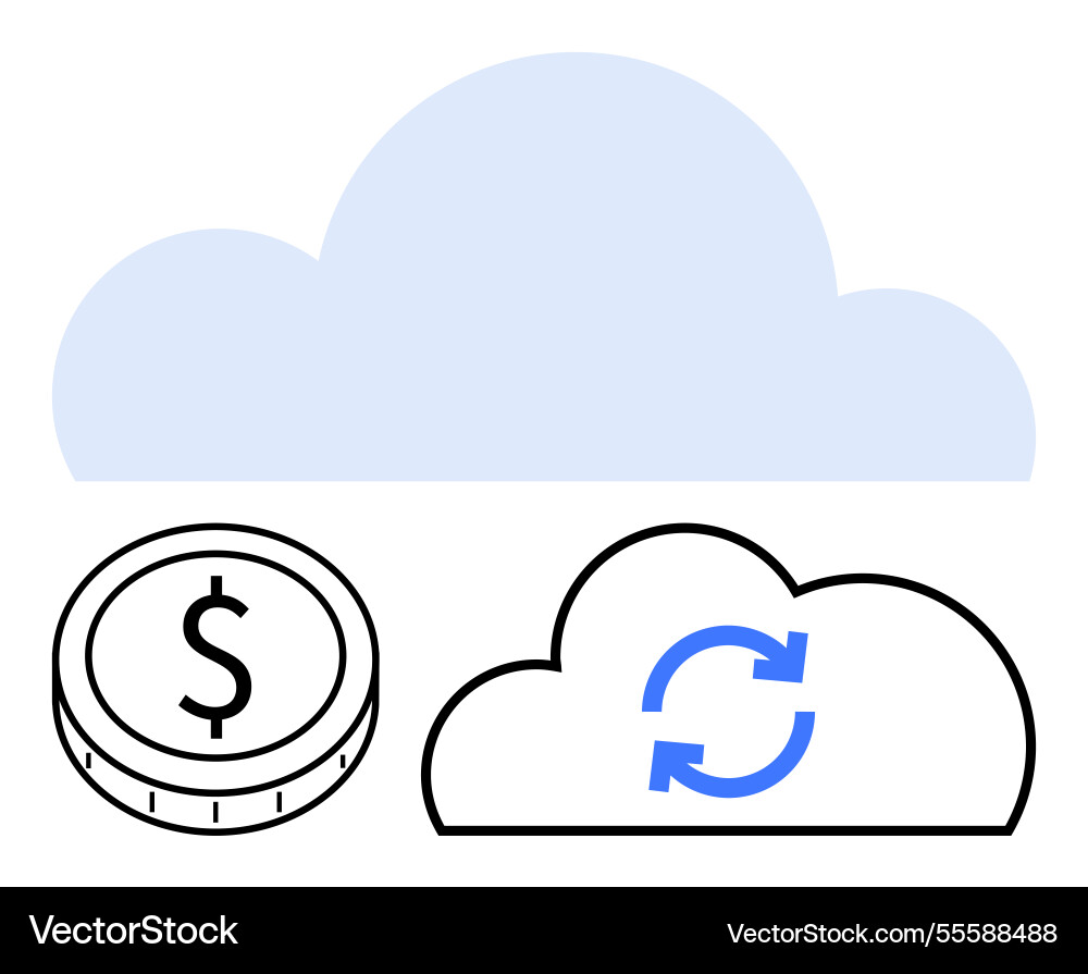 Cloud computing with money management and data Vector Image