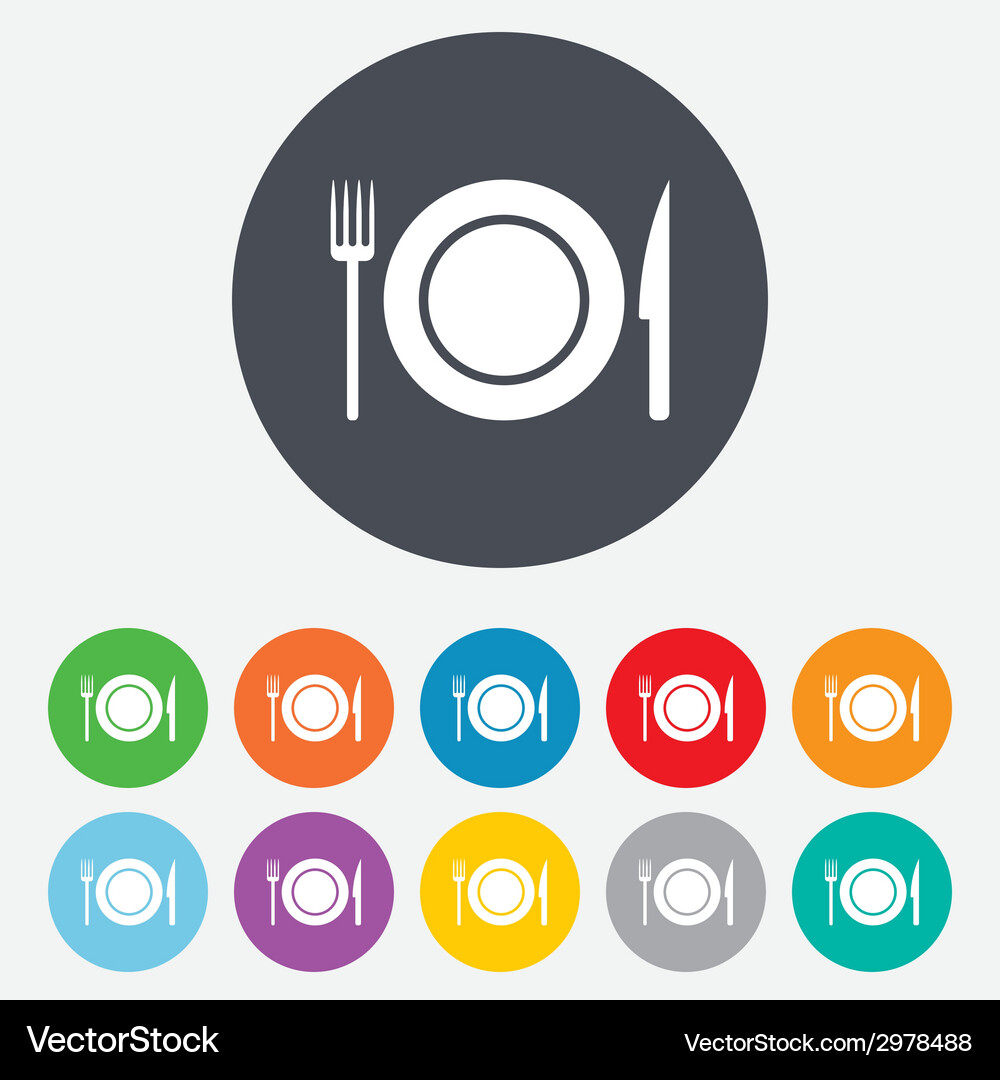 Cutlery and Fork Icon Set Vector Image