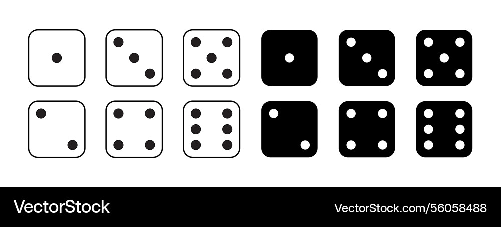 Game dice icon with side of cube from one to six vector image