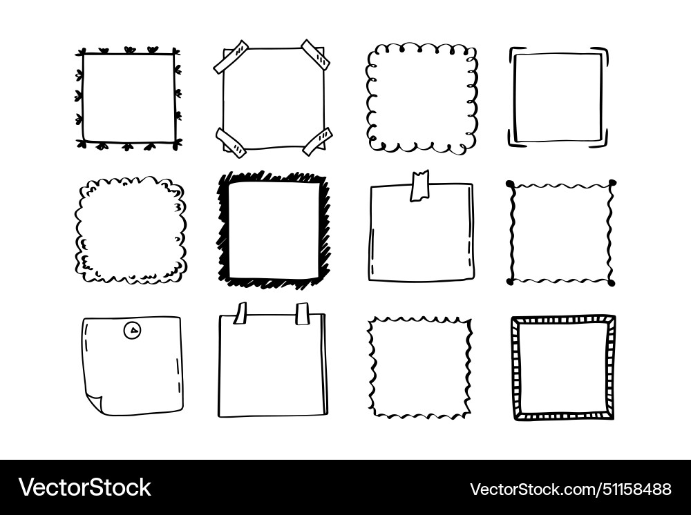 Handdrawn set of square scribbles frame doodle Handdrawn set of square scribbles frame doodle vector image