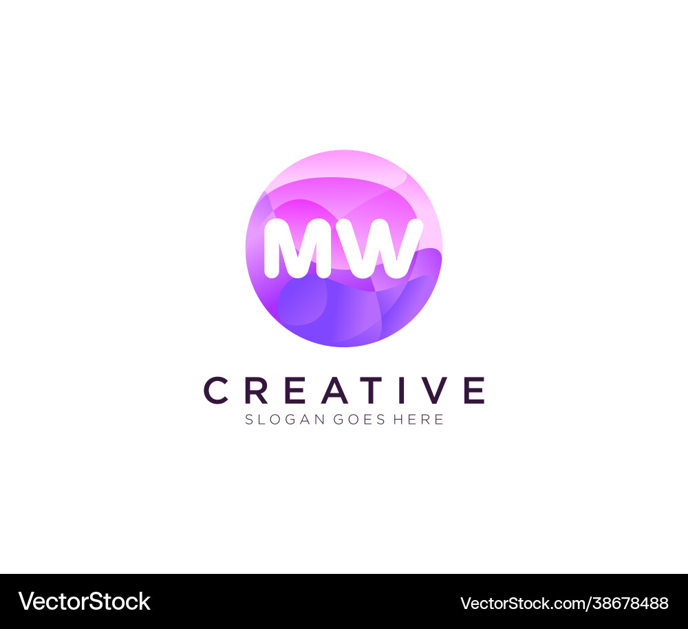 MW Initial Logo with Colorful Circle vector image
