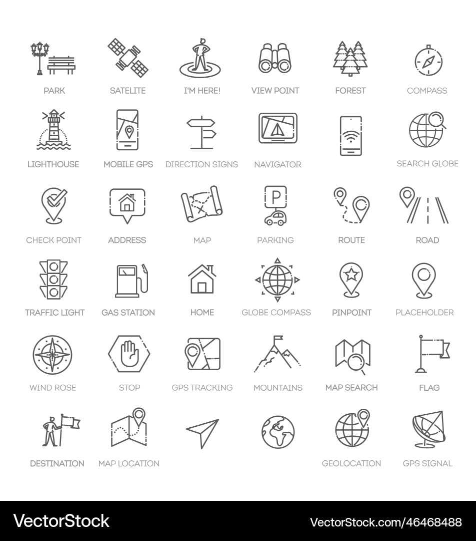 Navigation location gps elements - thin line web Vector Image
