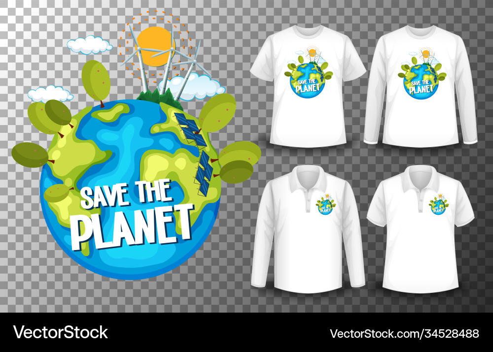 Save planet day logo with set different Save planet day logo with set different vector image