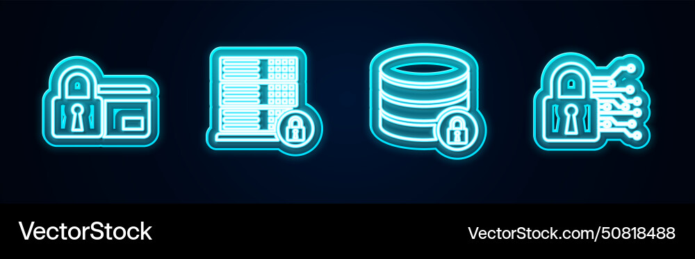 Set line credit card with lock server security Set line credit card with lock server security vector image