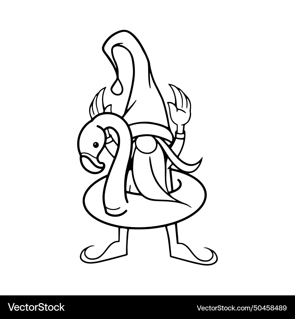 Hallo Sommer niedliche Gnome auf Banner Designcartoon Hallo Sommer niedliche Gnome auf Banner Designcartoon vektorbild